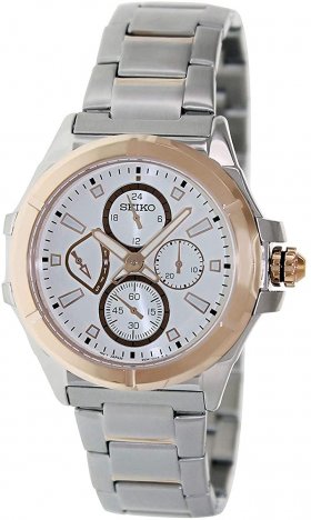 Seiko Men's SRL034P1 Gold-tone stainless steel with Silver Dial Analog Watch