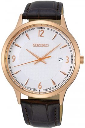 Seiko neo Classic Mens Analog Quartz Watch with Leather Bracelet SGEH88P1