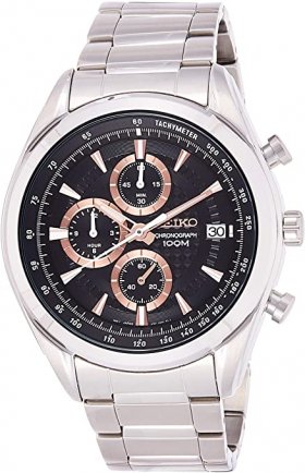 Seiko Mens Chronograph Quartz Watch with Stainless Steel Strap SSB199P1