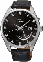 Seiko Men's Kinetic SRN045P2 Black Leather Quartz Fashion Watch