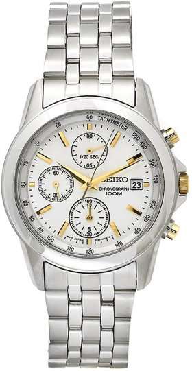 Seiko Men's SNDC11P1 Chronograph Silver Dial Stainless Steel Watch