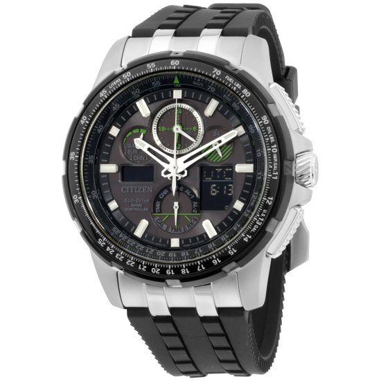 Citizen Men\'s Eco-Drive Skyhawk A-T Chronograph Perpetual Rubber Watch JY8051-08E