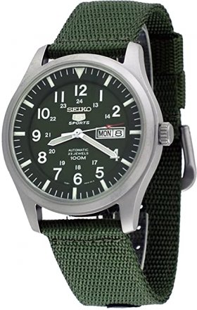 Seiko 5 Sports #SNZG09 Men's Green Nylon Fabric Band Military Dial Automatic Watch