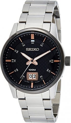 Seiko Quartz Black Dial Stainless Steel Men's Watch SUR285