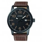 Citizen Men's BI1025-02E Analog Display Quartz Watch, Brown Leather Band, Round 42mm Case