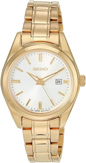 Seiko Women's Essentials Japanese Quartz With Gold Tone Strap (Model: SUR632)