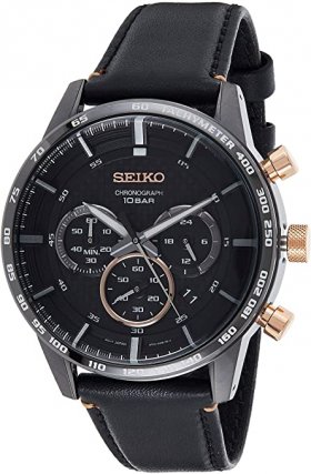 Seiko Men's Chronograph Quartz Watch with Leather Strap SSB361P1