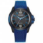 Citizen Men's Eco-Drive Blue Strap Watch with Black Dial AW1655-01E