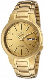 Seiko Men's SNKA10 5 Automatic Gold Dial Gold-Tone Stainless Steel Watch
