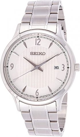 Seiko SGEH79P1 Men's Classic White Dial Steel Bracelet Watch