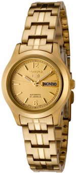 Seiko Series 5 Automatic Gold Dial Gold-Tone Ladies Watch SYME02
