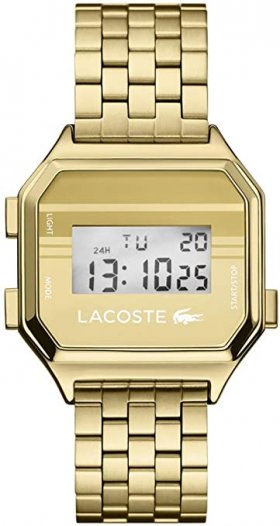 Seiko Lacoste Berlin Quartz Watch with Stainless Steel Strap, Gold Tone, 18 (Model: 2020138)