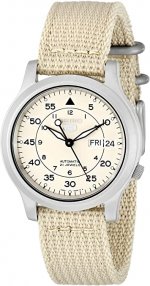 Seiko Men's SNK803 5 Automatic Watch with Beige Canvas Strap