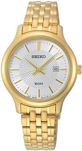 Seiko Women's Quartz Watch with Stainless Steel Strap, Gold, 12 (Model: SUR646P1)