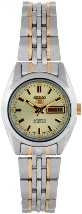 Seiko Women's SYMA37K Two Tone Stainless Steel Analog with Gold Dial Watch