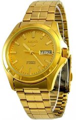 Seiko Men's SNKK98 Stainless Steel Analog with Gold Dial Watch