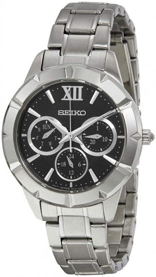 Seiko Black Dial Stainless Steel Mens Watch SKY689P1 by Watches