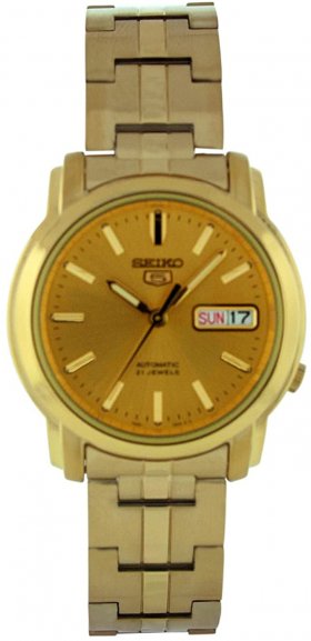 Seiko Men's SNKK76 Gold Plated Stainless Steel Analog with Gold Dial Watch