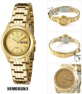 Seiko Series 5 Automatic Gold Dial Gold-Tone Ladies Watch SYME02