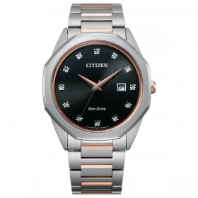 Citizen BM7496-56G Men's Corso Black Dial TT Bracelet Diamond Watch