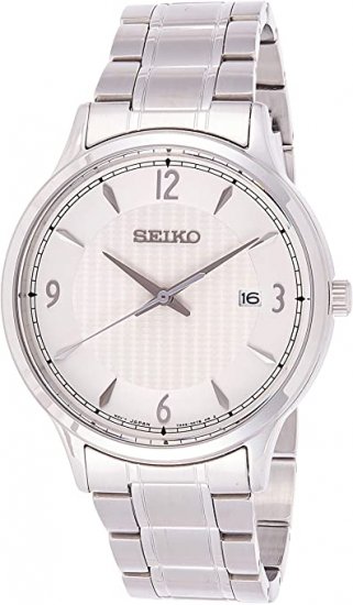 Seiko SGEH79P1 Men\'s Classic White Dial Steel Bracelet Watch
