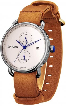 Seiko SURVAN WatchDesigner Japanese Quartz Watch for Men Sapphire Mirror 18k Yellow Gold Ion-Plated Stainless Steel Case Leather Strap