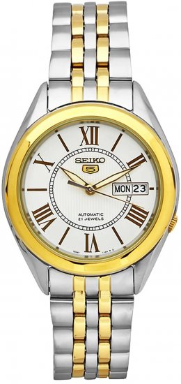 Seiko Sieko Men\'s SNKL36 Two Tone Stainless Steel Analog with White Dial Watch