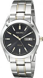 Seiko Men's SNE047 Two-Tone Solar Black Dial Watch