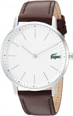 Seiko Lacoste Men's Stainless Steel Quartz Watch with Leather Strap, Brown, 20 (Model: 2011002)