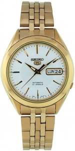 Seiko Men's SNKL26 Gold Plated Stainless Steel Analog with White Dial Watch