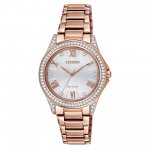 Citizen Women's Eco-Drive Pink Gold-Tone Crystal Watch EM0233-51A