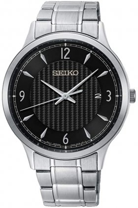 Seiko SGEH81P1 Men's Classic Black Dial Steel Bracelet Watch