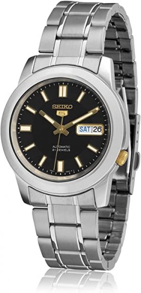 Seiko Men's SNKK17 Stainless Steel Analog with Black Dial Watch