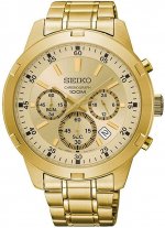 Seiko SKS610 Men's Gold Tone Stainless Steel Gold Dial Date Chronograph Watch
