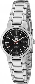 Seiko Women's SYME43 5 Automatic Black Dial Stainless Steel Watch