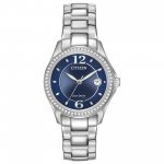 CITIZEN Women's FE114086L Silhouette Watch - Blue Dial Stainless Steel Case Eco drive Movement
