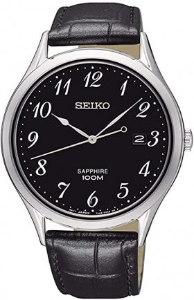 Seiko Mens Analogue Quartz Watch with Leather Strap SGEH77P1