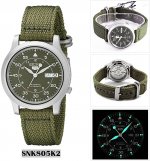 Seiko Men's SNK805 5 Automatic Stainless Steel Watch with Green Canvas
