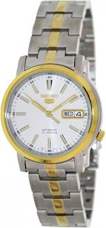 Seiko 5 #SNKL84 Men's Two Tone Stainless Steel White Dial Automatic Watch by Watches
