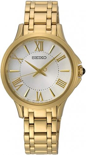 Seiko Ladies Womens Analog Quartz Watch with Stainless Steel Gold Plated Bracelet SRZ528P1