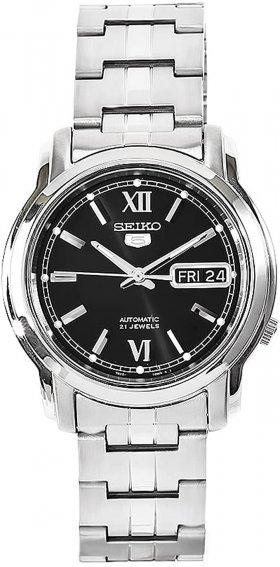 Seiko Men's SNKK81 5 Stainless Steel Black Dial Watch