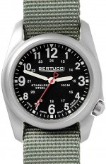 Seiko Bertucci A-2S Field 22mm Quartz Movement Watch, Black/Defender Drab