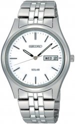Seiko Men's Analogue Classic Solar Powered Watch with Stainless Steel Strap SNE031P1