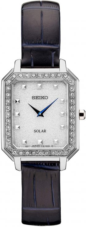 Seiko Women's Stainless Steel Japanese Quartz Leather Calfskin Strap, Blue, 0 Casual Watch (Model: SUP429)