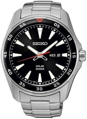 Seiko Men's Analogue Solar Powered Watch with Stainless Steel Bracelet - SNE393P1