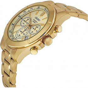 Seiko SKS610 Men's Gold Tone Stainless Steel Gold Dial Date Chronograph Watch