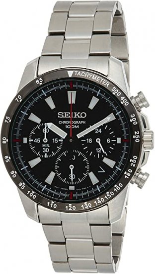 Seiko New stainless steel chronograph date 100m quartz 40mm watch ...