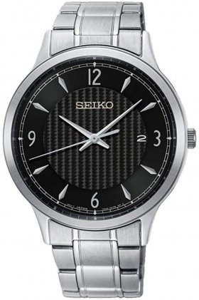 Seiko SGEH81P1 Men's Classic Black Dial Steel Bracelet Watch