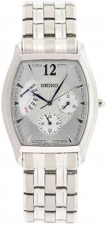 Seiko Men's SNT011 Retrograde Stainless Steel Chronograph White Dial Watch