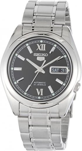 Seiko SNKL55 Mens Stainless Steel Case and Bracelet Automatic Black Tone Dial Watch